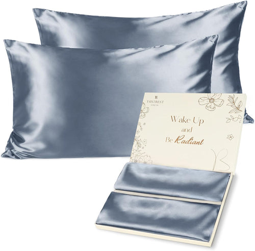 Satin Pillowcase Set of 2 with Zipper for Hair and Skin, Queen Size 20" x 30", Elegant Packaging for Men and Women