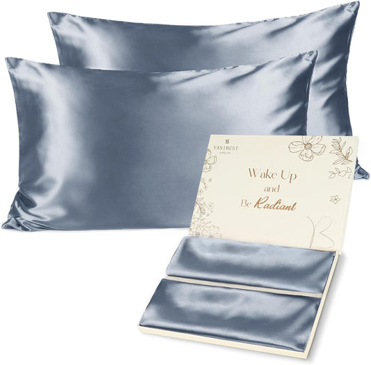 Satin Pillowcase Set of 2 with Zipper for Hair and Skin, Queen Size 20" x 30", Elegant Packaging for Men and Women