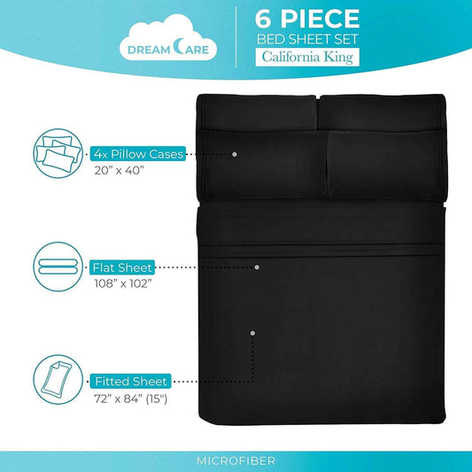 California King Sheet Set – 6 Piece Cooling Microfiber Bed Sheets