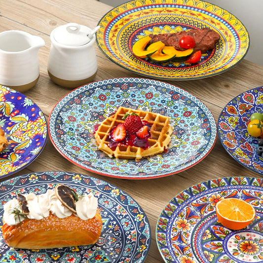 Set of 6 Ceramic Dinner Plates, 10.5 Inch , Safe for Microwave, Oven, and Dishwasher