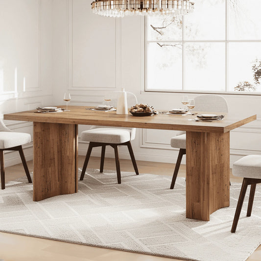63-Inch Rustic Walnut Dining Table for Kitchen and Dining Room
