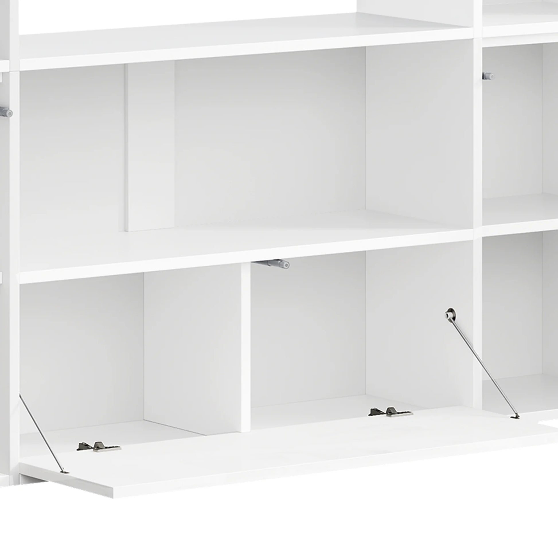 4-Tier U-Shaped Bookcase, Castle Bookshelf with Cabinet &LED Light, Cube Storage Organizer, White