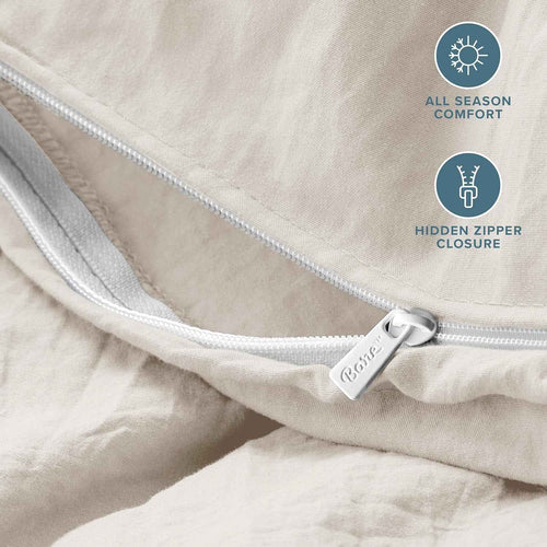 Twin/Twin XL Microfiber Duvet Cover Set – Fog, All Seasons