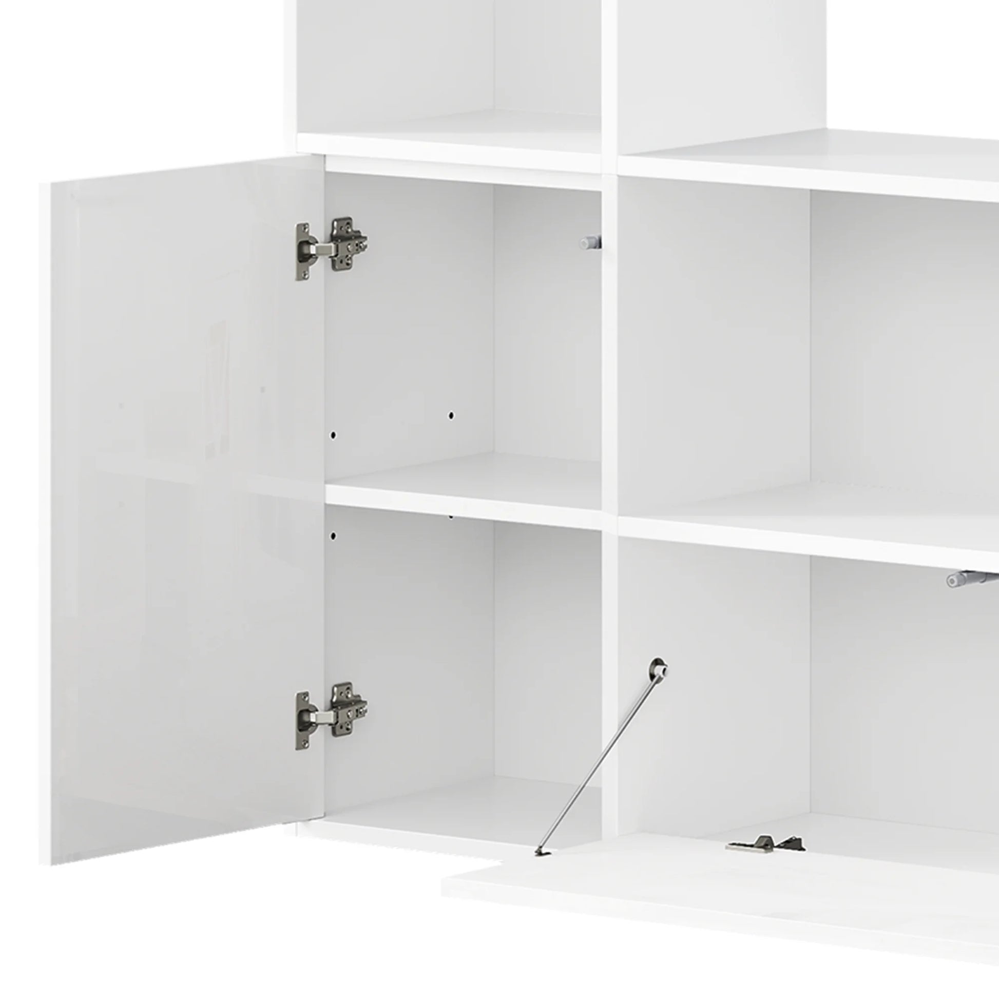 4-Tier U-Shaped Bookcase, Castle Bookshelf with Cabinet &LED Light, Cube Storage Organizer, White