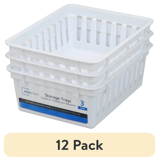 12-Pack of Stackable Square Mini Plastic Storage Tray Organizers for Kitchen