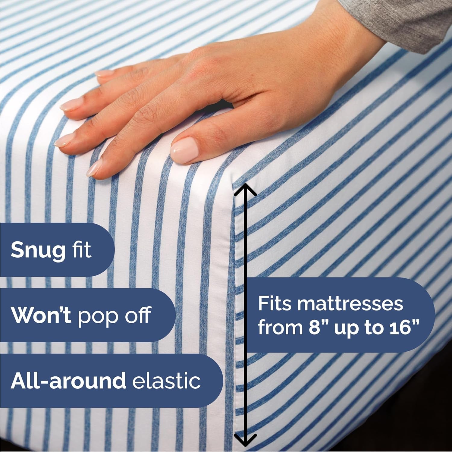 California King Size 4-Piece Sheet Set - Luxurious Breathable and Cooling Bed Sheets - Hotel Quality Bedding for All Ages - Deep Pocket Design & Wrinkle-Free - Oeko-Tex Certified - Blue Stripes 2