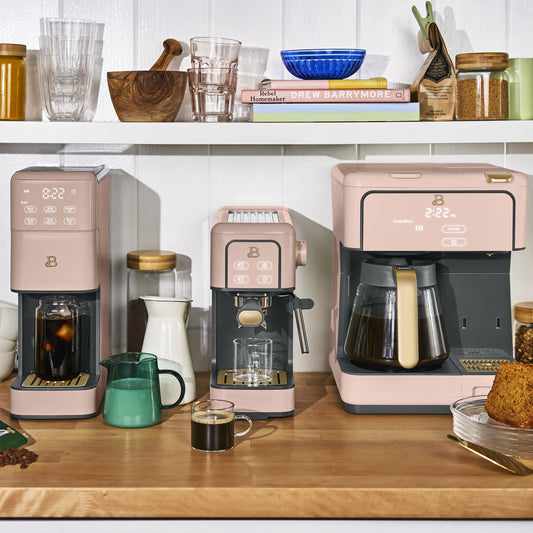 Multi-Brew 12-Cup Programmable Drip and Single-Serve Coffee Maker in Rose by Drew Barrymore