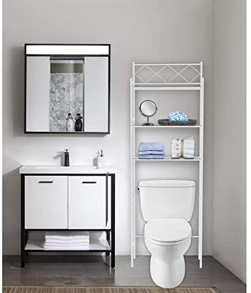 White 3-Shelf Bathroom Organizer: Space-Saving Over-the-Toilet Storage