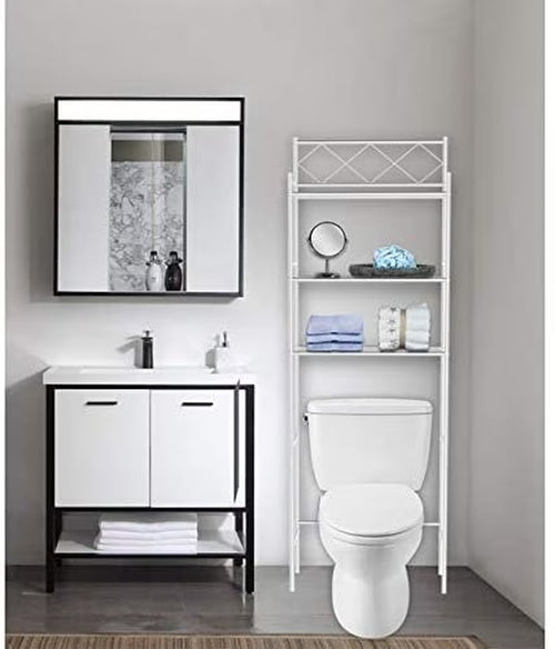 White 3-Shelf Bathroom Organizer: Space-Saving Over-the-Toilet Storage