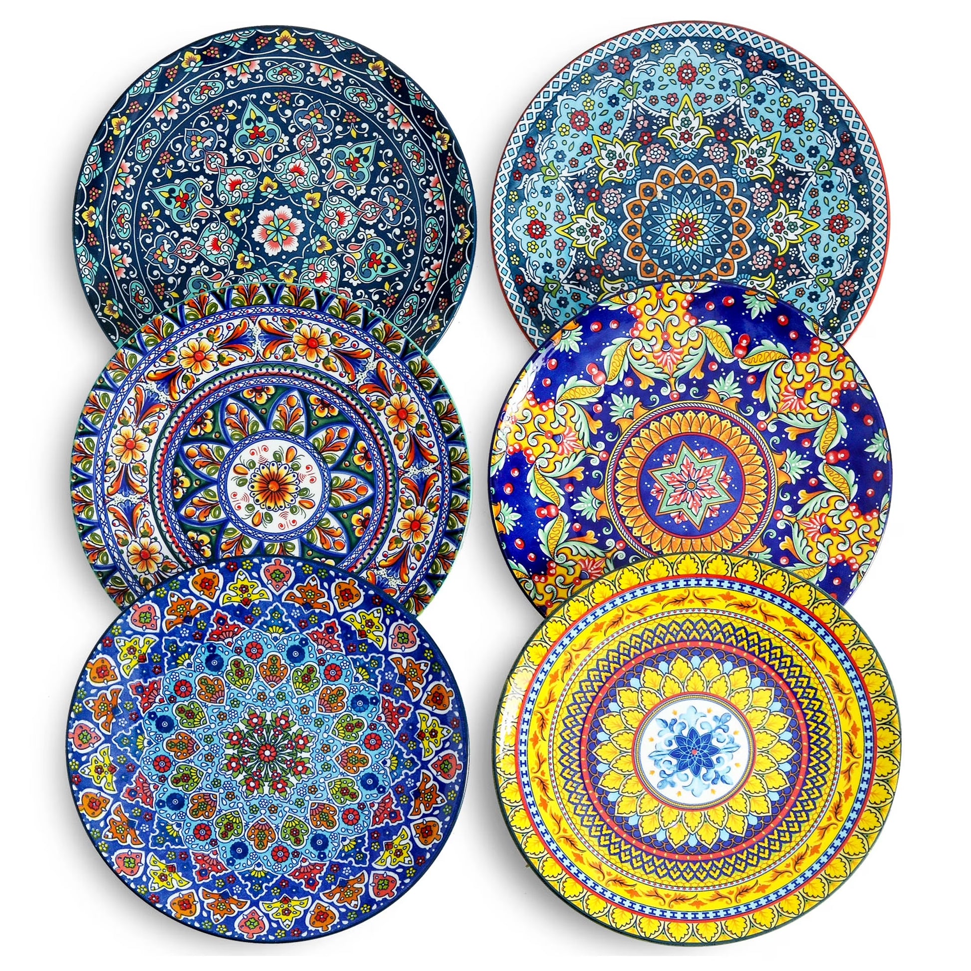Set of 6 Ceramic Dinner Plates, 10.5 Inch , Safe for Microwave, Oven, and Dishwasher