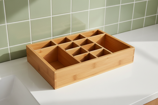Wooden organizer with multiple compartments 