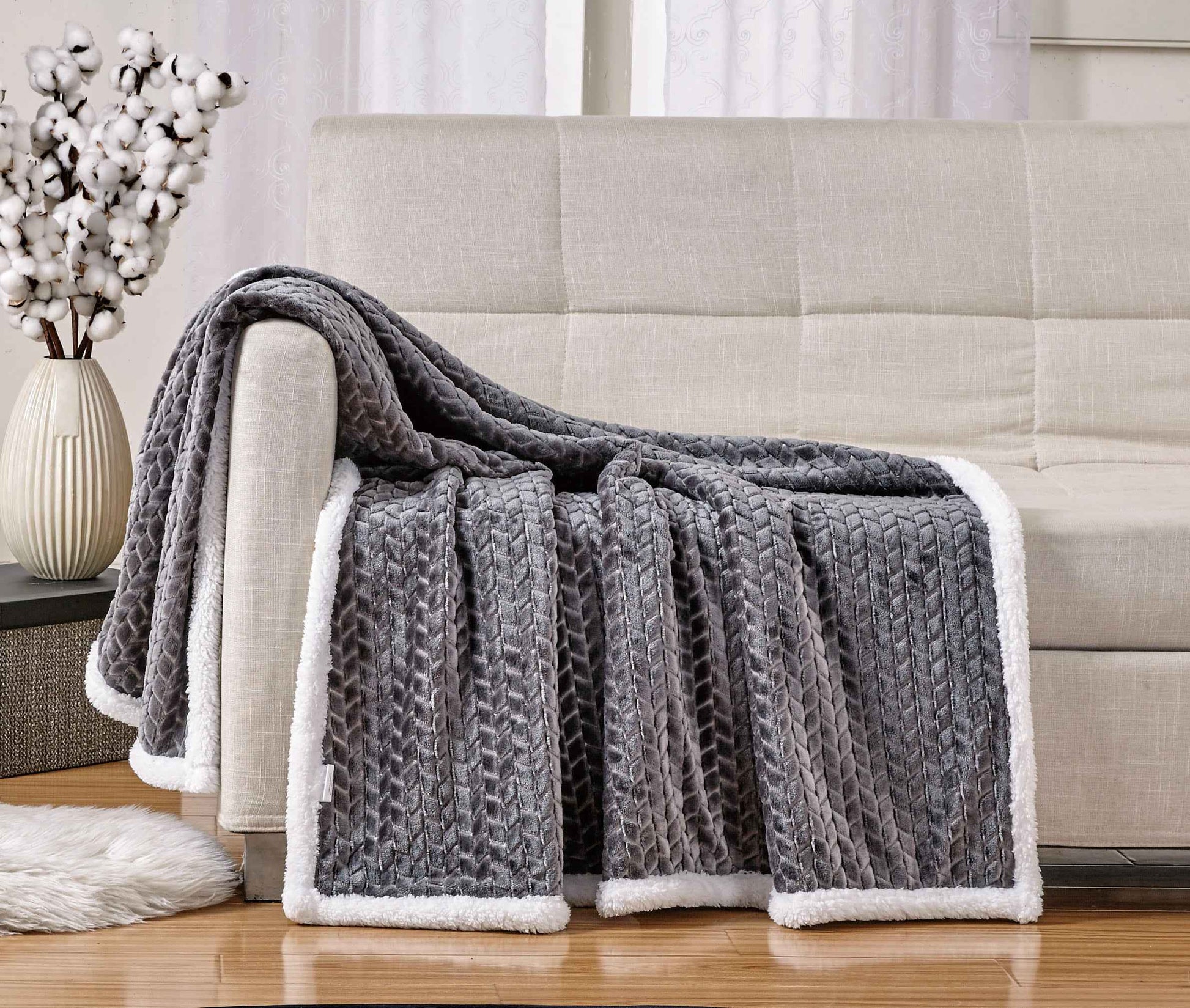 Decor&More Home Essentials Braided Sherpa Blanket