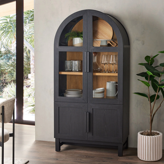 Juliet Rounded Arch Cabinet, Black, 72"H