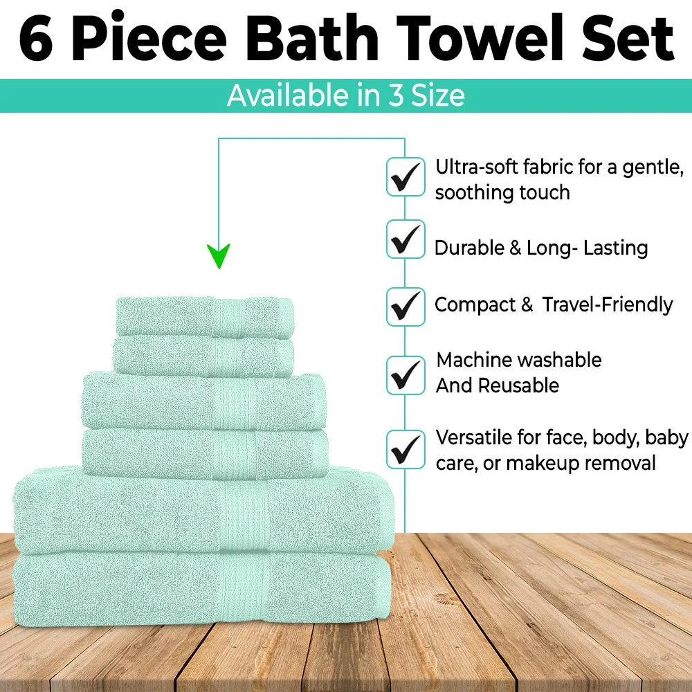 Luxurious 6-Piece Aqua Towel Set - MJ's Home essentials