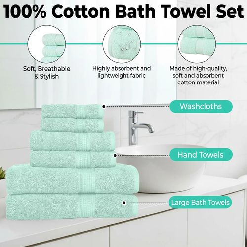 Luxurious 6-Piece Aqua Towel Set - MJ's Home essentials
