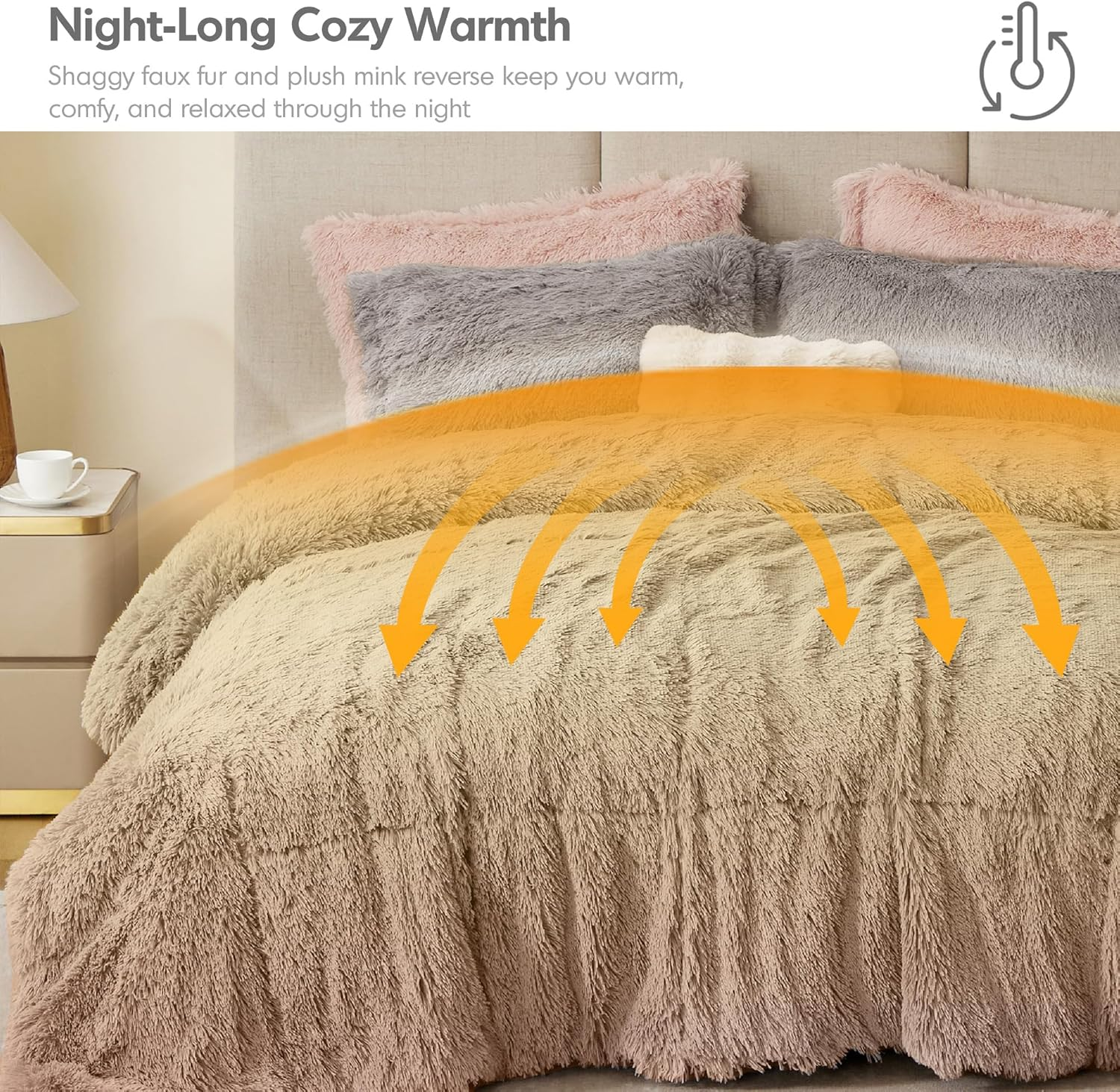 Malea Shaggy Comforter Set, king Grey 3 Piece - MJ's Home essentials