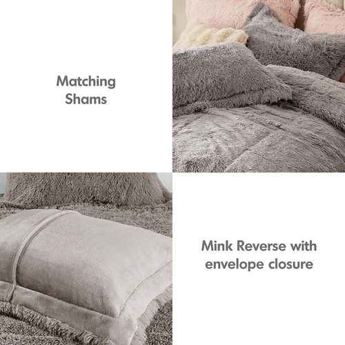 Malea Shaggy Comforter Set, king Grey 3 Piece - MJ's Home essentials
