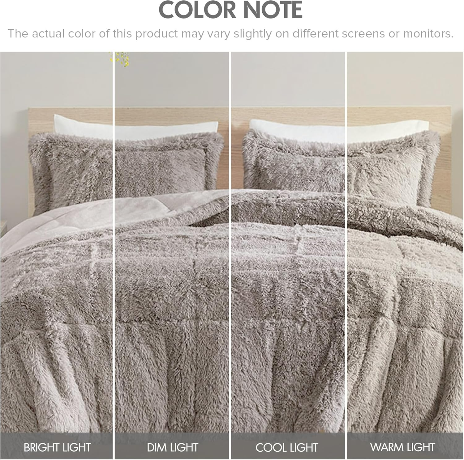 Malea Shaggy Comforter Set, king Grey 3 Piece - MJ's Home essentials