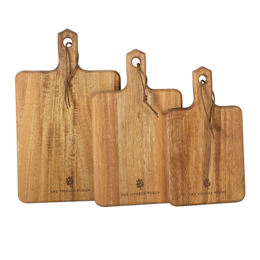 Acacia Wood French Cutting Board Set - 3 Pieces