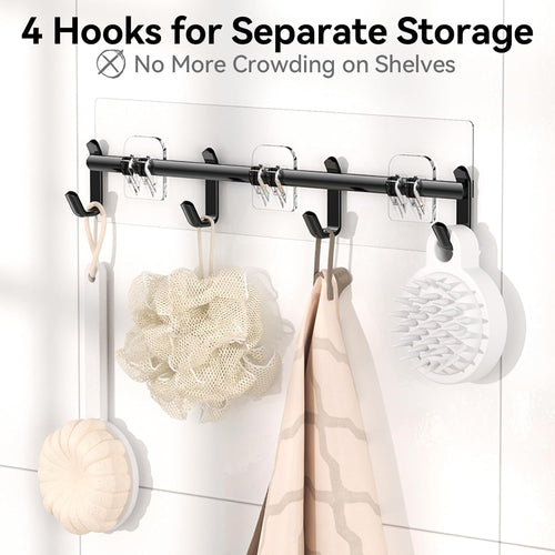 Rustproof Adhesive Shower Caddy Organizer Set - 6 Pack Large Capacity Shelves with Soap Holder for No-Drill Bathroom Storage Solutions