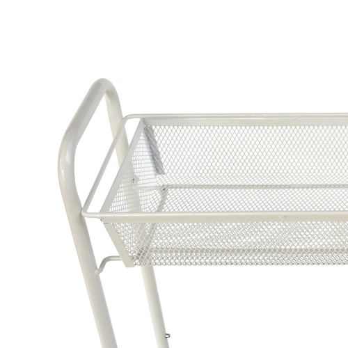 Sleek 3-Tier White Rolling Bathroom Storage Cart with Hooks - Maximize Your Space!