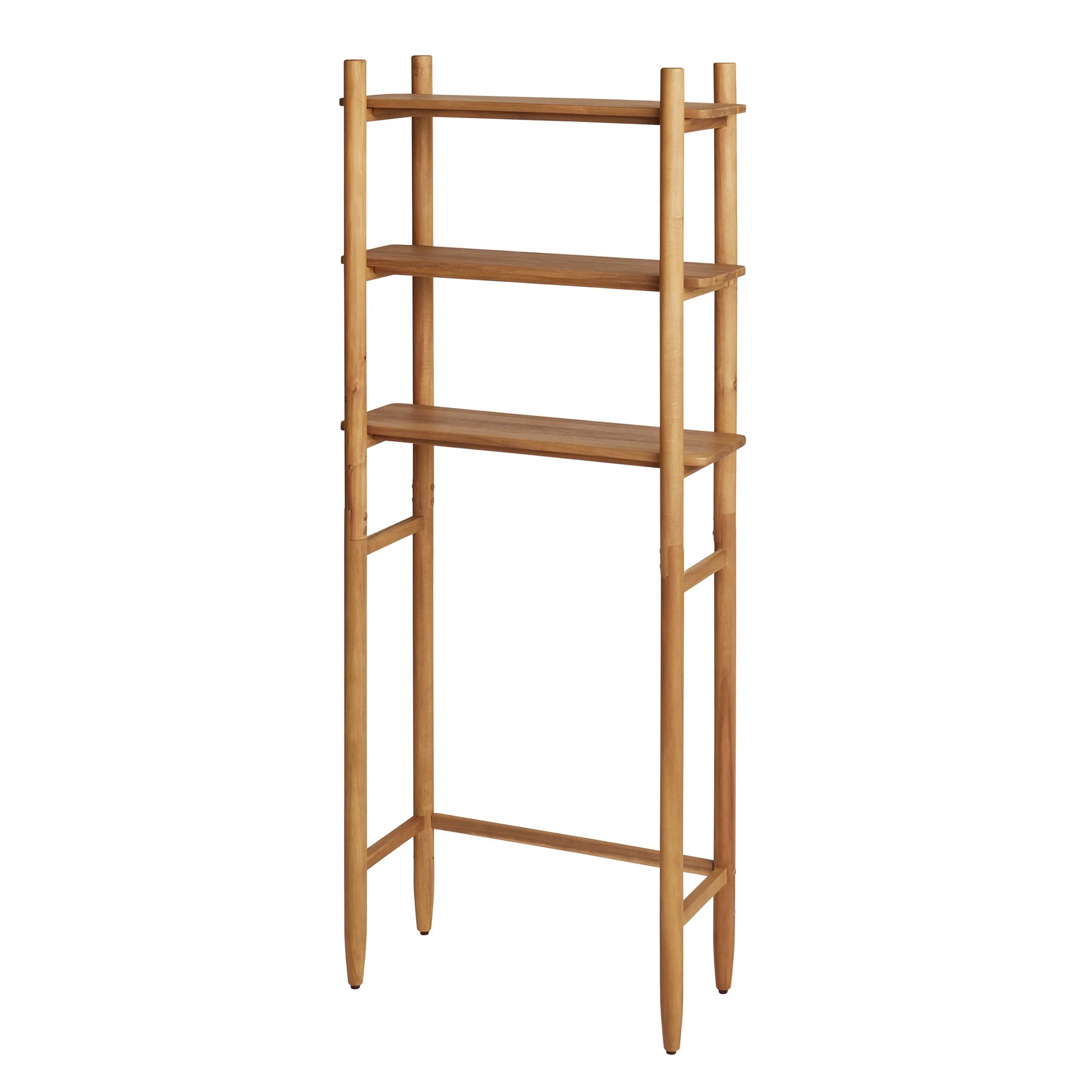 Stylish Honey Acacia Wood Over-The-Toilet Space Saver Cabinet with 3 Shelves