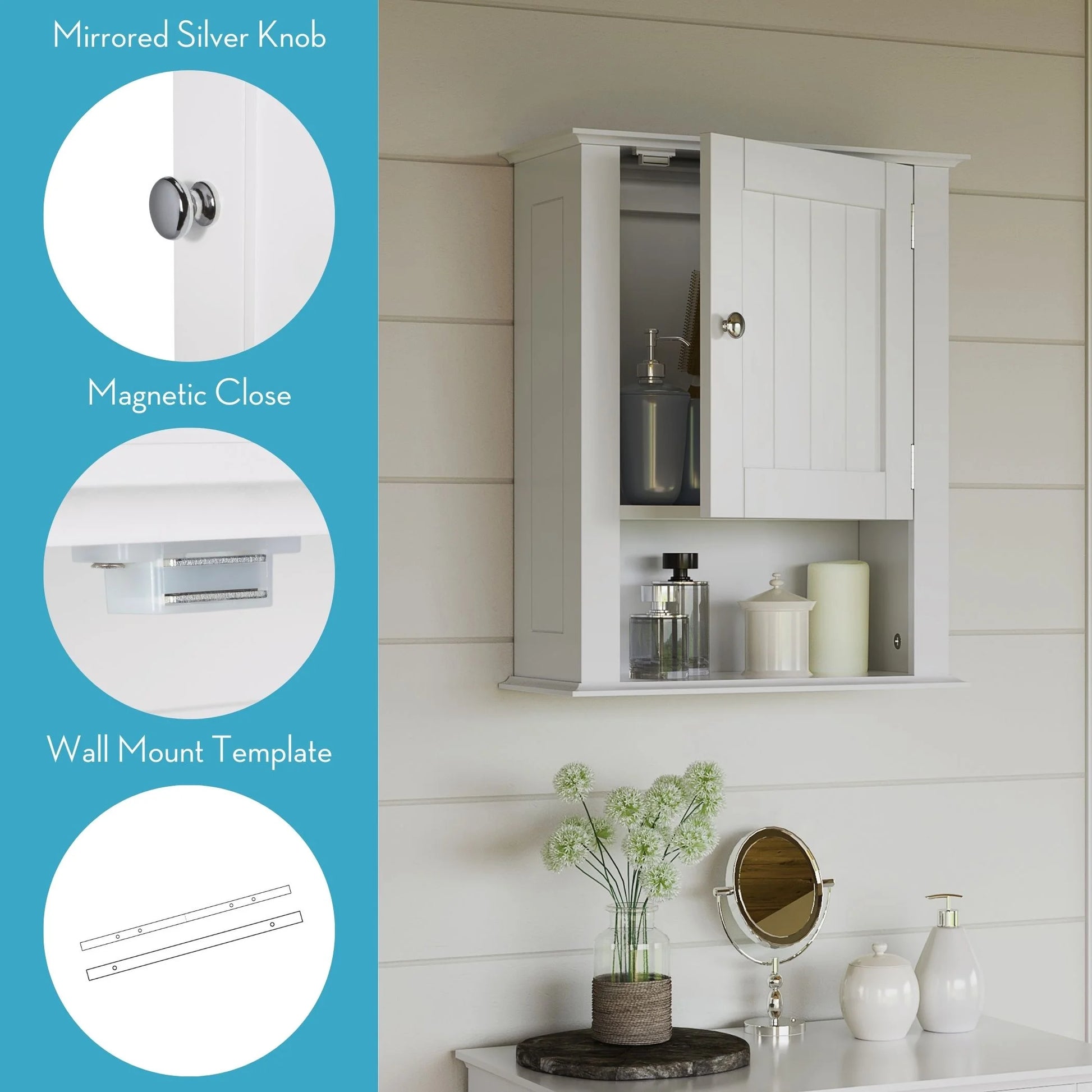 Ashland White 1-Door Medicine Cabinet and Laundry Wall Storage Shelf