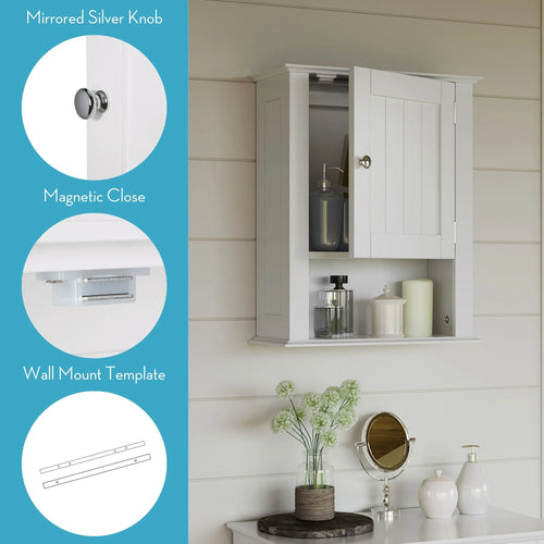 Ashland White 1-Door Medicine Cabinet and Laundry Wall Storage Shelf