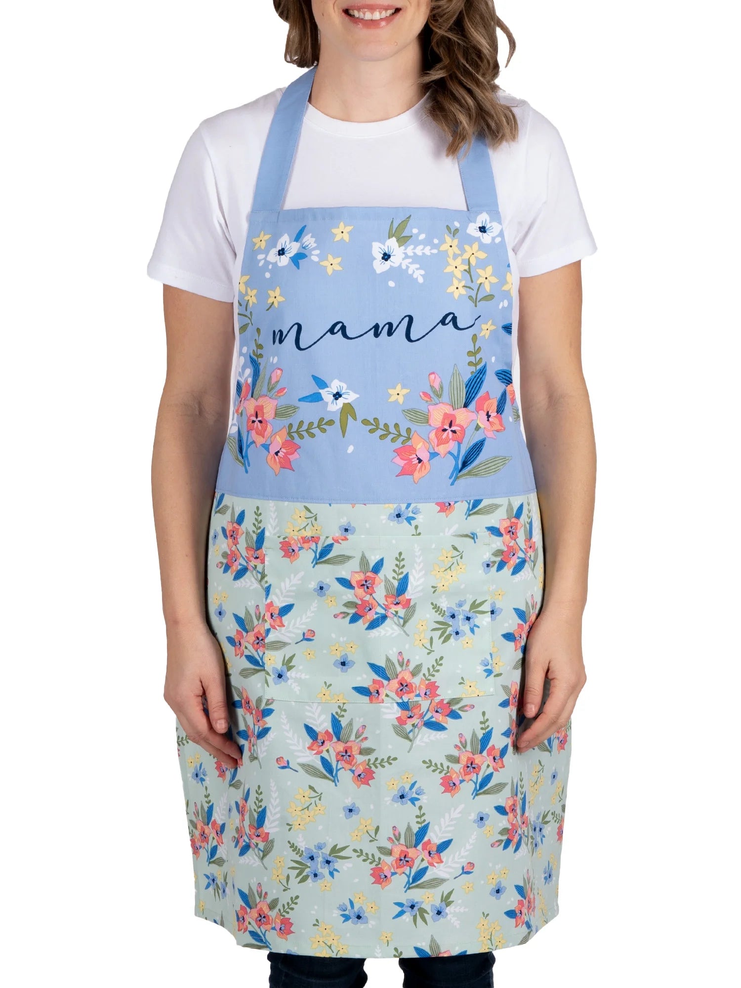 Floral Mint Cotton Chef Apron with Pockets - 28" x 32" Perfect for Cooking, Baking, and Gardening