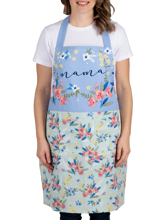 Floral Mint Cotton Chef Apron with Pockets - 28" x 32" Perfect for Cooking, Baking, and Gardening