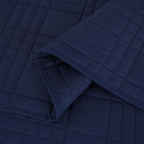 Kingston Oversized Quilted Microfiber Bedspread Set, 3-Piece Navy Queen Size Coverlet (100" x 106") for All Seasons