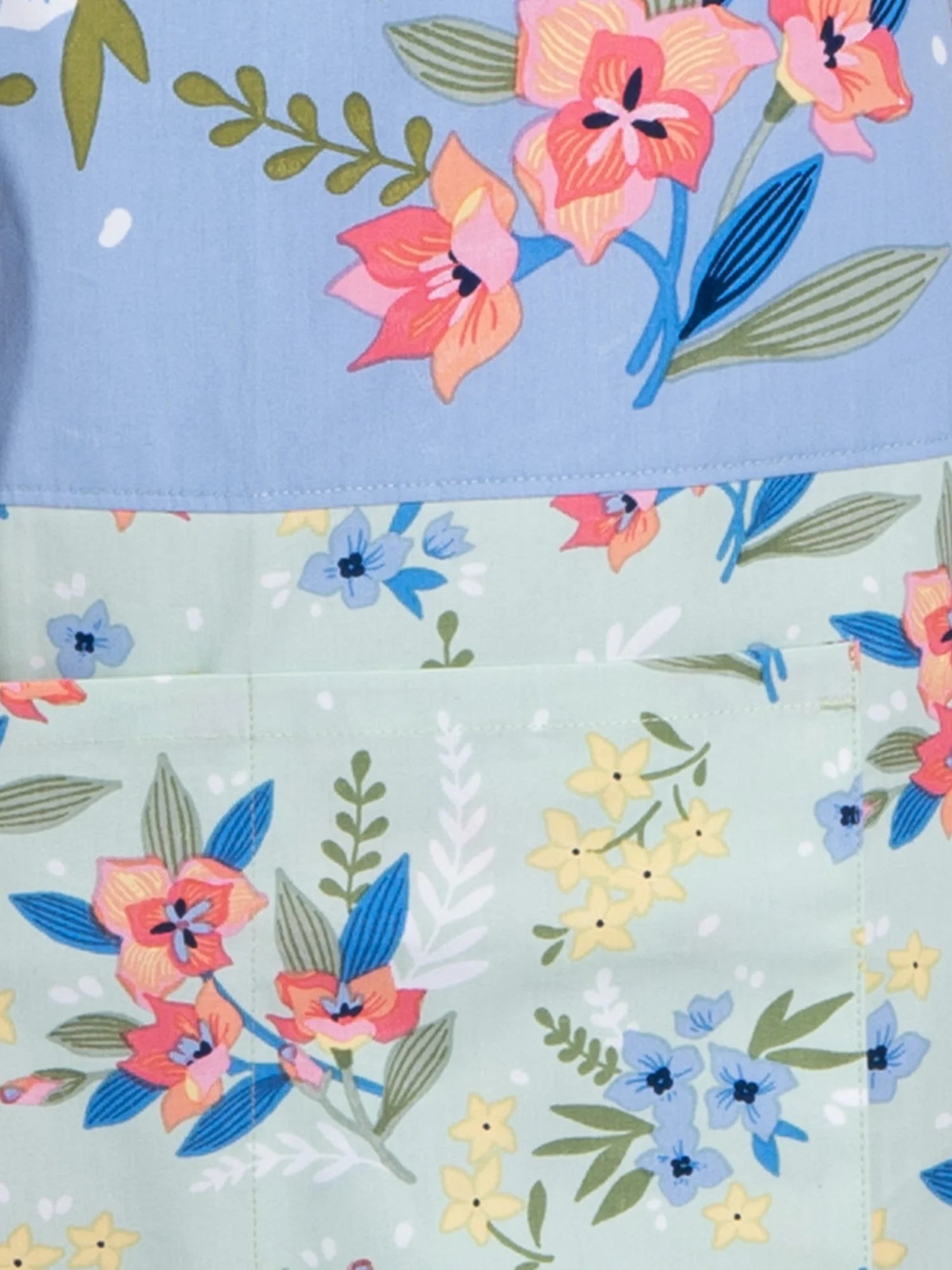 Floral Mint Cotton Chef Apron with Pockets - 28" x 32" Perfect for Cooking, Baking, and Gardening