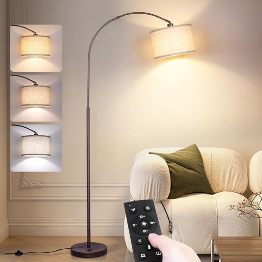  Modern High Brown Floor Lamp with Dimmable Bulb and Remote Control 