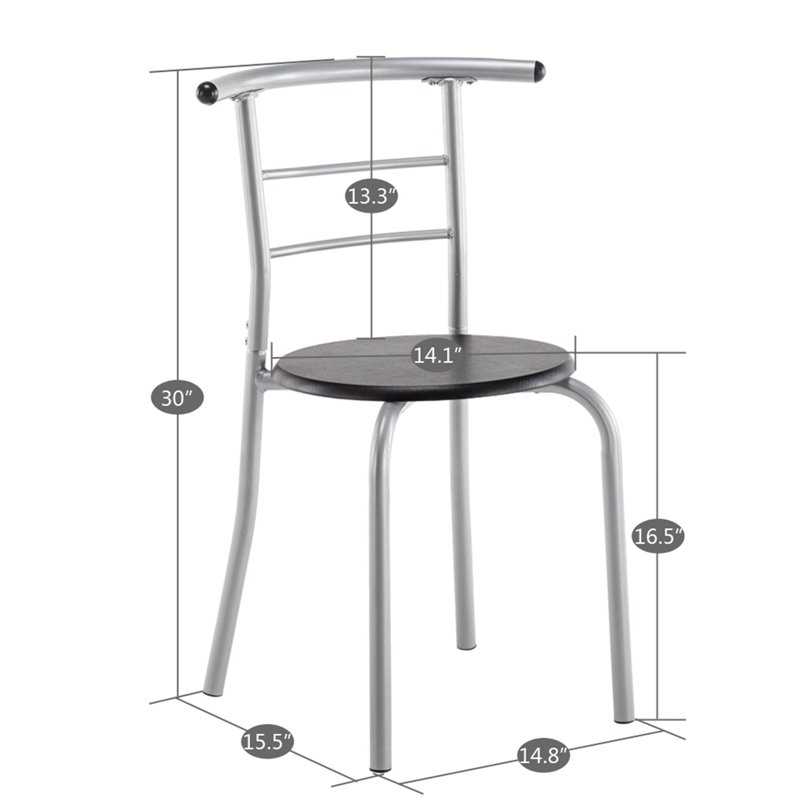 3-Piece Dining Set with 2 Chairs and Storage Shelves