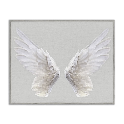 Elevate Your Space with the Industries Angel Wings Grey Framed Religious Painting - 11 x 14 Canvas Art Print