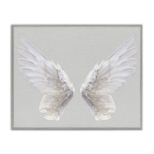 Elevate Your Space with the Industries Angel Wings Grey Framed Religious Painting - 11 x 14 Canvas Art Print