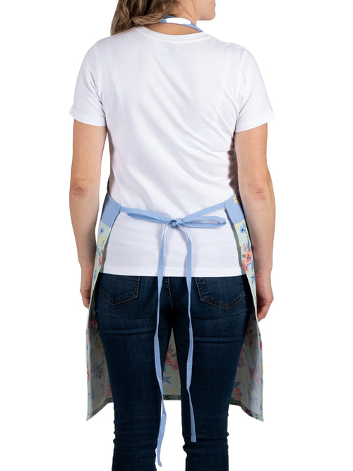 Floral Mint Cotton Chef Apron with Pockets - 28" x 32" Perfect for Cooking, Baking, and Gardening