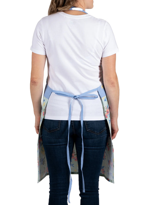 Floral Mint Cotton Chef Apron with Pockets - 28" x 32" Perfect for Cooking, Baking, and Gardening