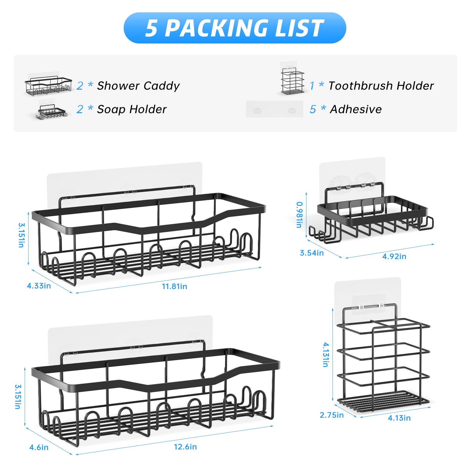 “Stainless Steel Shower Organizer – 5 Shelves, 28 Hooks, Soap & Toothbrush Holders”