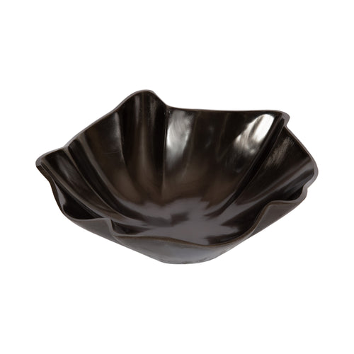 Flutte Scalloped Decorative Metal Serving Bowl, 10 X 10 X 3, Black Nickel, Modern Wavy Fruit Bowl for Kitchen Counter or Use as Tabletop Storage for an Entryway Table