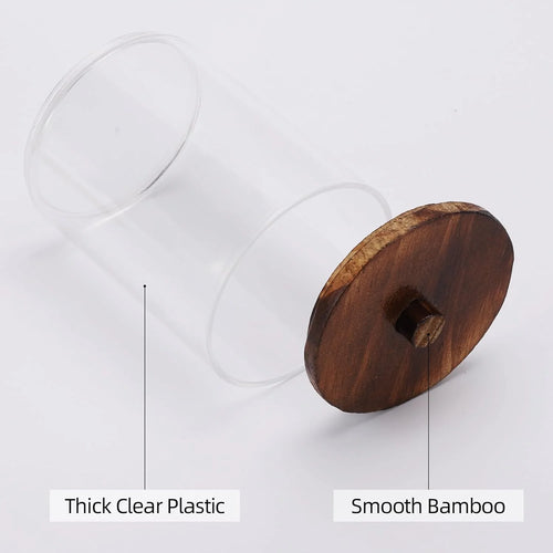 Set of 4 Acrylic Dispensers for Cotton - Elegant Brown Makeup Organizer for Your Vanity