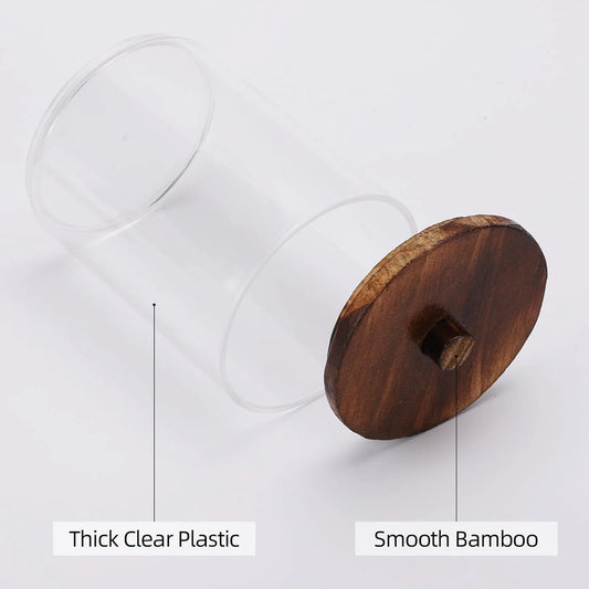 Set of 4 Acrylic Dispensers for Cotton - Elegant Brown Makeup Organizer for Your Vanity