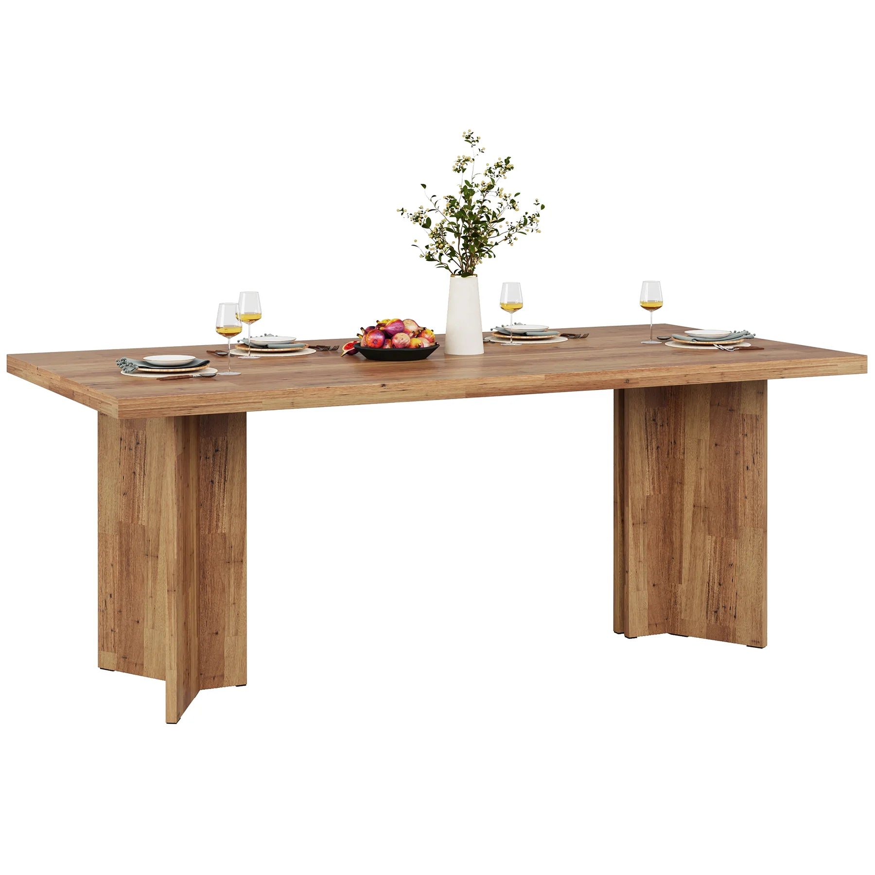 63-Inch Rustic Walnut Dining Table for Kitchen and Dining Room