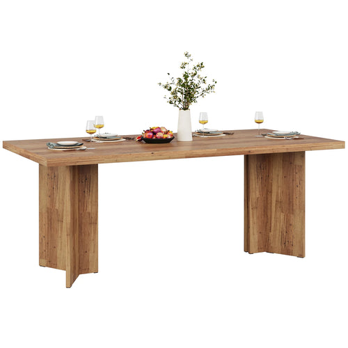 63-Inch Rustic Walnut Dining Table for Kitchen and Dining Room