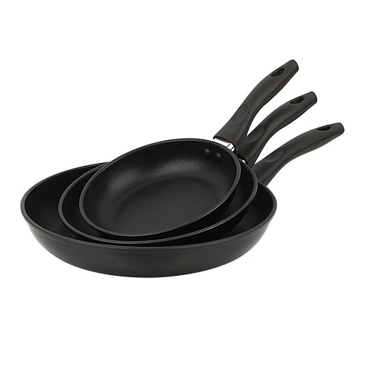 3-Piece Nonstick Aluminum Skillet Set, Black - 4 Pack