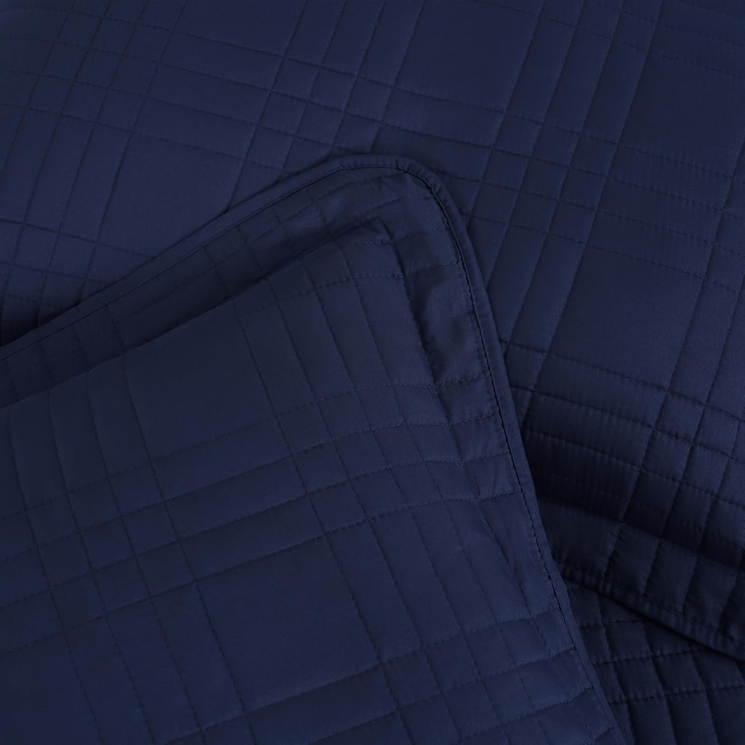 Kingston Oversized Quilted Microfiber Bedspread Set, 3-Piece Navy Queen Size Coverlet (100" x 106") for All Seasons