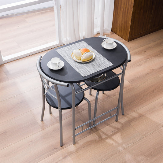3-Piece Dining Set with 2 Chairs and Storage Shelves