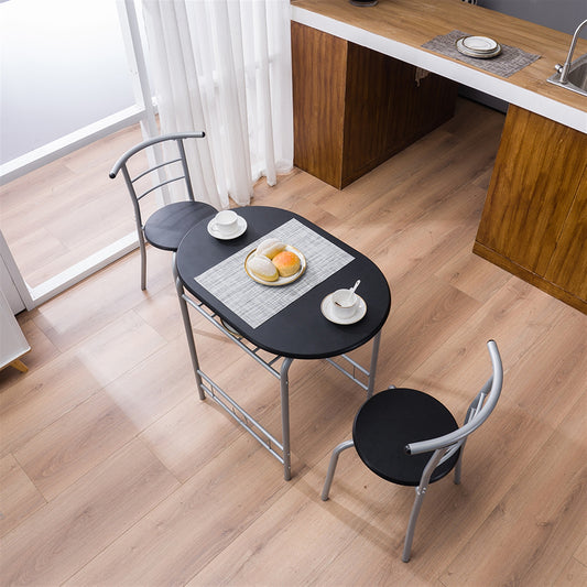 3-Piece Dining Set with 2 Chairs and Storage Shelves