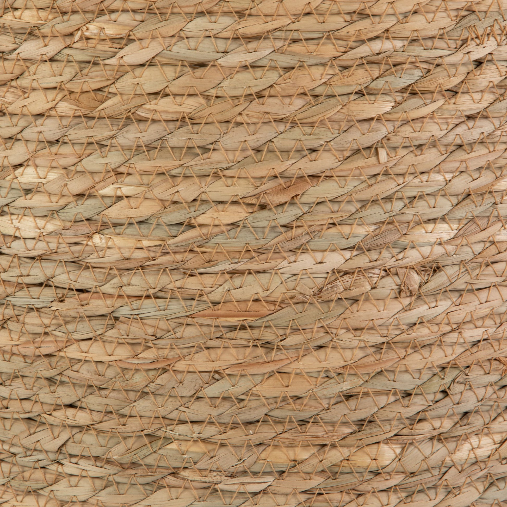 Natural and Black round Rush Baskets, Set of 2