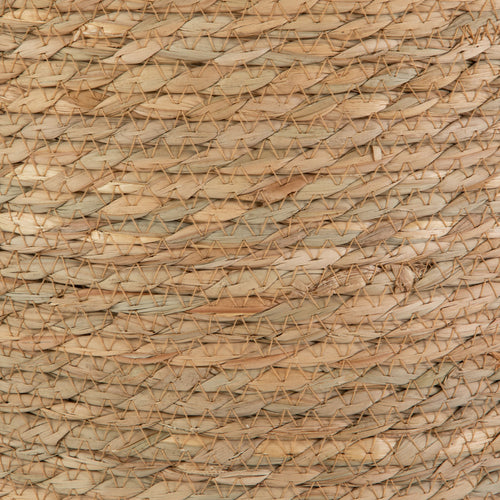 Natural and Black round Rush Baskets, Set of 2